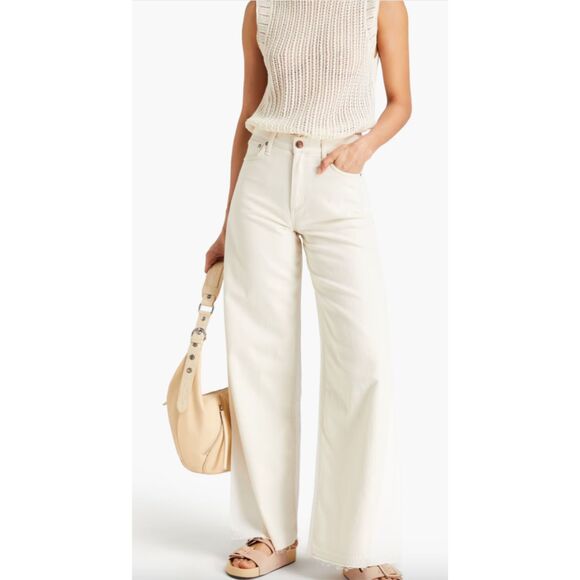 RAG & BONE Sofie two tone high rise wide leg jeans Featherweight Size 28 - Picture 1 of 7